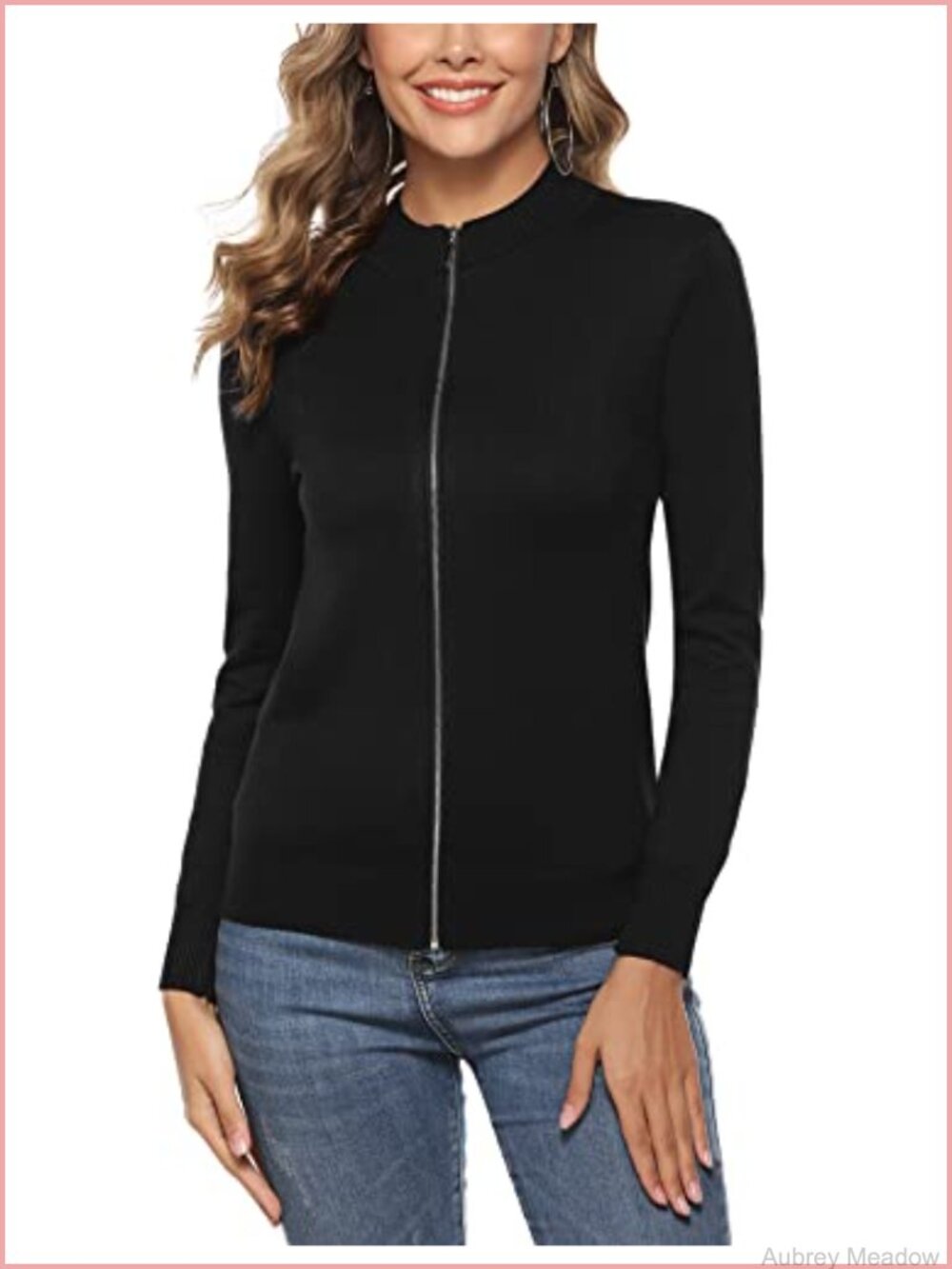 Women's Zip Up Cardigan Lightweight Knit Sweater Long Sleeve Casual Jacket